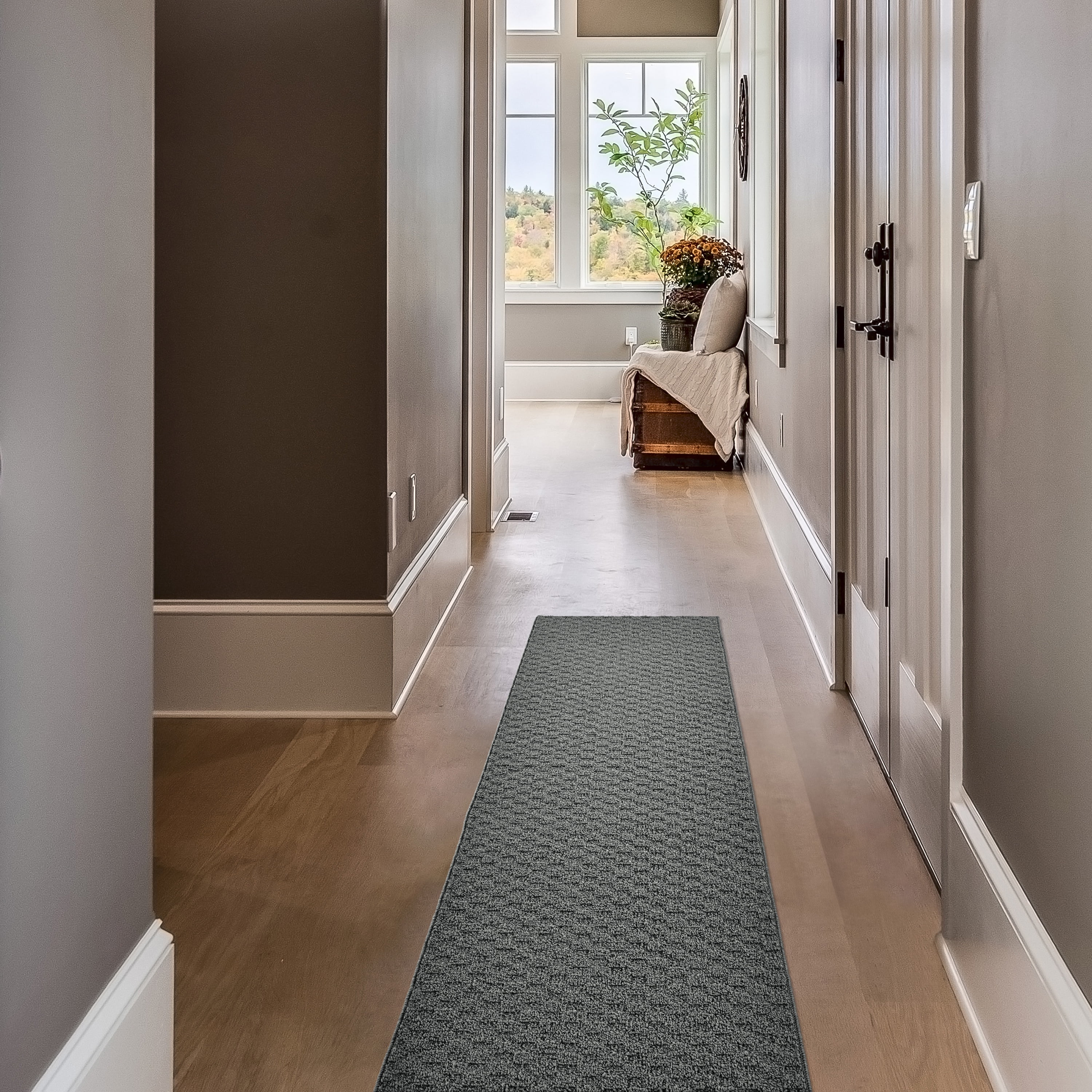Garland Rug Town Square Polypropylene Cinder Gray Indoor Runner Rug, 2' x 8'