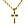 thumbnail image 2 of QQTDFG Crucifixion Cross Necklace For Men Women Stainless Steel Miami Chain Pendant Hot-Gold Black-20inch or 50cm, 2 of 5