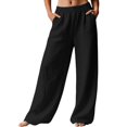 thumbnail image 3 of Womens Baggy Pants, Comdrip Women's Soft Stretch Elastic Waist Pull-on Long Trousers Lounge Trousers with Pockets Casual Pants for Women Black M, 3 of 9