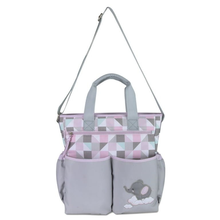 Baby Essentials Changing Station Included Tote Diaper Bag, Grey Pink 
