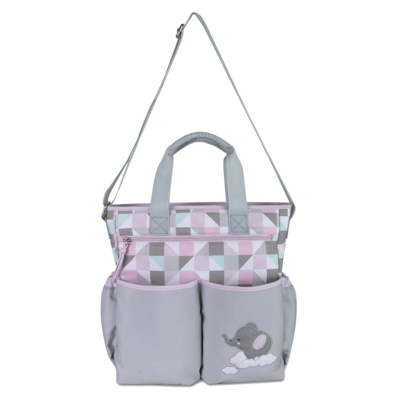 grey pink tote