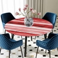 thumbnail image 5 of Elastic Fitted Round Tablecloth, Red Ombre Waterproof Stretch Table Cover for 45"-54" Tables, Modern Abstract Art Farmhouse Washable Outdoor Tablecloths for Patio, Picnic, Camping, 5 of 9