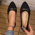 thumbnail image 2 of Gpaecead Women's Metal Bow Knit Flats Pointed Toe Breathable Slip On Ballet Shoes With Cushioned Insole For Office And Casual Black, 2 of 4
