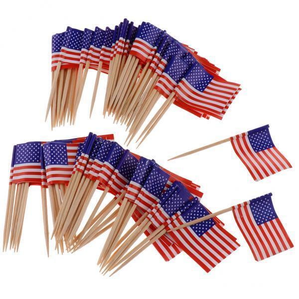 5x100 Piezas Bandera Decorativa Palillos De Dientes Fiesta Comida Decoraciones América Sunnimix Marcar Palillos Decorativos