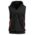 thumbnail image 3 of Bcfgryg Men's T Shirt With Hood Short Sleeve Hoodie With Pockets Drawstring Summer Short Hoodie Leisure Sweatshirt Lightweight Men's Jacket For Hiking Black L, 3 of 4