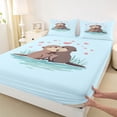 thumbnail image 5 of Manfei Cartoon Otter Couple Love Heart Full Size Sheets for Kids Boys and Girls, Animal Print Bed Sheets 4pcs, 1 Flat Sheet, 1 Fitted Sheet and 2 Pillowcases, 5 of 6