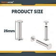 thumbnail image 3 of 20 Pack of Silver Aluminum Screw Posts, 25mm Metal Chicago Screw Post Binding Screws for Scrapbooking, Photo Albums, Binding, Leather Screw Nail Rivet Button Solid Belt Tack Screw, 3 of 6