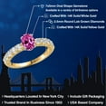 thumbnail image 2 of Gem Stone King 14K Two Tone Gold Pink Created Sapphire and Lab Grown Diamond Engagement Ring for Women | 1.55 Cttw | Oval 7X5MM | Gemstone September Birthstone | Size 5, 2 of 6