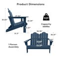 thumbnail image 5 of JUSTLET Folding Adirondack Loveseat, HDPE All-Weather,Outdoor Plastic Patio Chairs for Deck Lawn Fire Pit, Weather Resistant, Wood Texture, Navy, 5 of 9