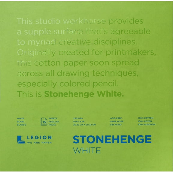 Legion Paper Stonehenge Paper Pad, 15 Sheets, 8in x 8in