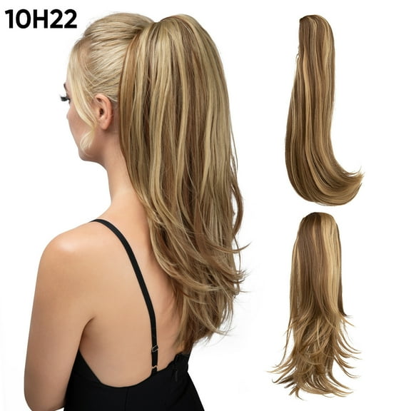 Namzi Ponytail Wig, 1 Pcs Brunette/AshBlonde Wig Ponytail, 45.72CM-55.88CM Length Heat-Resistant Synthetic Wig, Natural-Looking Ponytail Wig for Daily & Special Occasions,