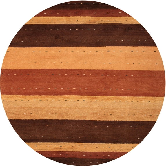 Ahgly Company Indoor Round Contemporary Saffron Red Abstract Area Rugs, 3' Round