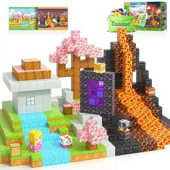 Magnetic Blocks - Build Mine Magnet World Magic Portal Set, Magnetic Tiles Building Blocks Toddler Toys STEM Sensory Outdoor Toys for 3+ Year Old Boys & Girls, Creative Kids Games Kids