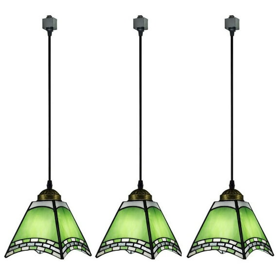 Kiven J Track Pendant Lightning, 3 Lights Tiffany Style J Track Light Heads for Bedroom Kitchen Home Lighting,E26 Socket