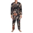 thumbnail image 3 of Vsdgher Moonlit Crow Blossoms Mens Pajama Set, Soft Warm Long Sleeve Sleepwear, Cozy Button-Down Pjs for Men-Large, 3 of 7