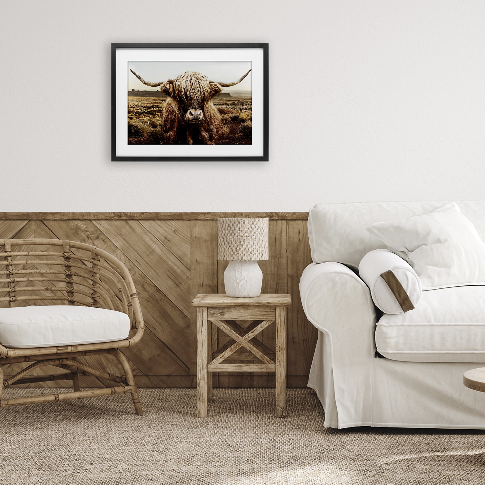 Stupell Industries Rugged Vegetation Cattle Portrait Black Framed Print Under Glass, design by CAD Designs