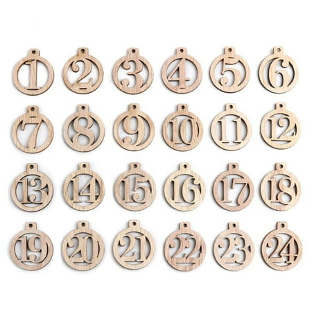 

ABIDE Number Wooden Calendar 1-25 Christmas Wooden Hanging Pendants Ornaments Number for Christmas Tree Decoration