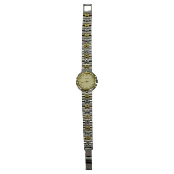 Pre-Owned HERMES Vintage Clipper Stainless Steel GP Quartz Watch Silver 32954