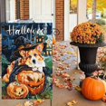 thumbnail image 5 of 1pc, Halloween Corgi Puppy Dog Witch Hat Pumpkin Ghosts Bats Castle Polyester Double Sided Garden Flag, Fall Winter Flags, Holiday Seasonal Home Wall Yard Lawn Patio Farmhouse Outdoor Decor Event Par, 5 of 6
