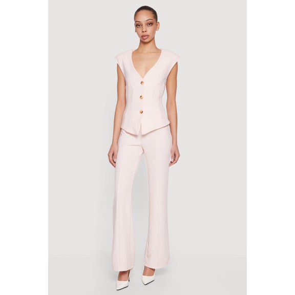 Women's Straight Leg Crepe Knit Pintuck Detail Pants
