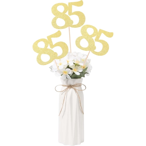 NO 85, 10 Pack Double-Sided Gold Glitter 85th Birthday Centerpieces for Tables, Number 85 Birthday Table Toppers Party Centerpiece Sticks Wedding Anniversary Party Supplies