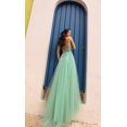 thumbnail image 2 of Women's Nox Anabel Q1391 Deep V Back Long Tulle A-line Prom 2026 Dress Dusty Sage Green Size 10, 2 of 3