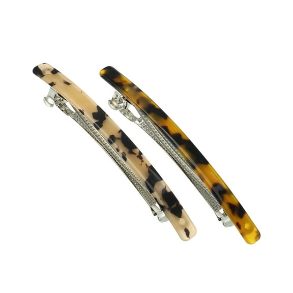Vocoste 2 Pcs Hair Barrettes Tortoise Shell Hair Clips Acetate French Hair Barrettes for Thick Hair Amber Brown