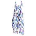 thumbnail image 3 of Jinhomg Womens Casual Sleeveless Romper Plus Size Spaghetti Strap Jumpsuit Loose Fit Comfy Floral Print Crew Neck Overalls with Pockets Blue XXXXXL, 3 of 6