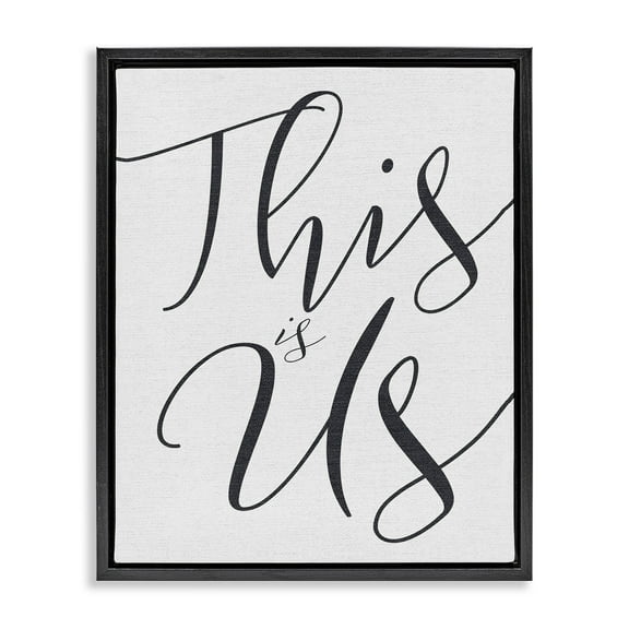 Stupell Industries This Is Us Typography Jet Black Framed Floating Canvas Wall Art, 16x20, by Daphne Polselli