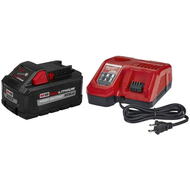 Milwaukee 48 59 1880 M18 18 Volt Xc8 0 Ah High Output Lithium Ion Slide Battery And Rapid Charger Starter Kit New Open Box Walmart Com Walmart Com
