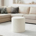 thumbnail image 1 of Ottoman Rond en Bouclé de 17 Pouces avec Rangement - Table Basse Ottoman Pliable pour Salon et Chambre - Blanc, 1 of 7