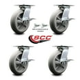 thumbnail image 2 of 8 Inch Thermoplastic Caster Set with Ball Bearing 4 Brake and 2 Swivel Lock SCC, 2 of 2