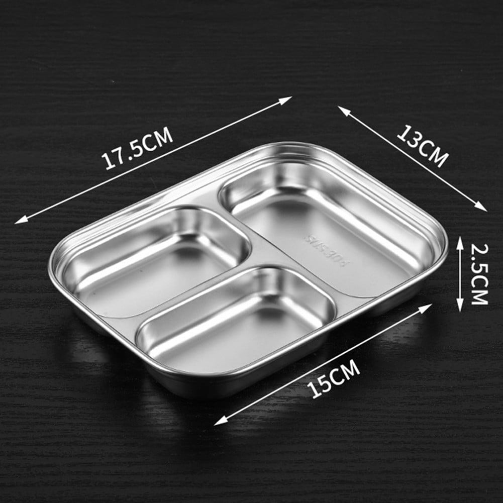 ALSLIAO Stainless Steel Divided Dinner Tray Lunch Container Food Plate