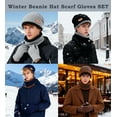 thumbnail image 5 of REDESS Men's Winter Beanie Hat Scarf and Touch Screen Gloves Set for Women,Red, 5 of 5