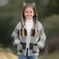 thumbnail image 4 of Kids Plaid Plush Coats Zip up Soft Fuzzy Fleece Hooded Jackets Boys Girls Fall Winter Thick Outwear with Pockets, 4 of 5