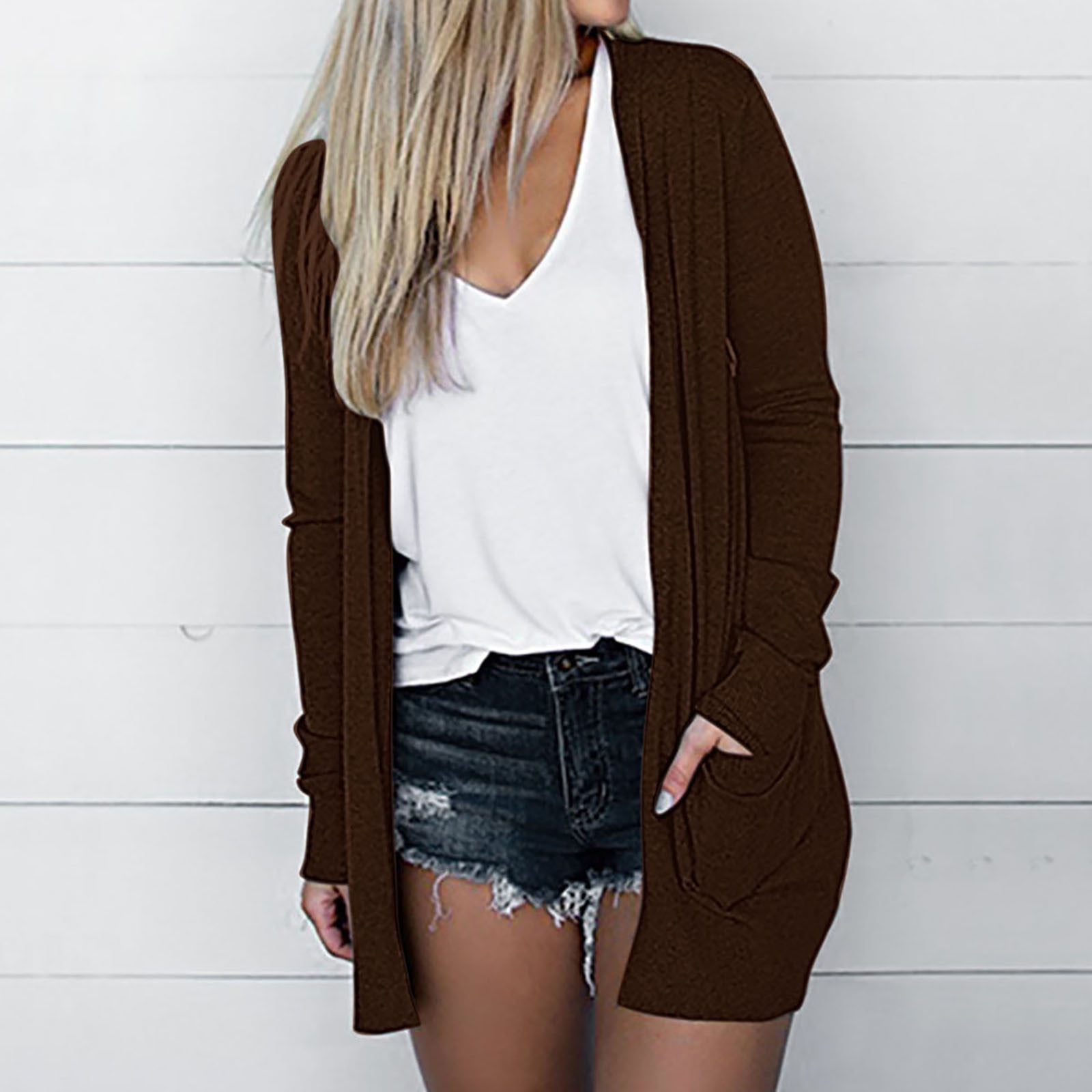 Dyegold Women's Open Front Lightweight Cardigan Long Sleeve Solid Color Oversized Sweater Cardigans Jackets Loose Outwear - image 2