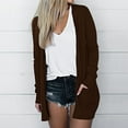 thumbnail image 2 of yoeyez Womens Cardigans Lightweight Open Front Cardigan Shirt with Pockets Long Sleeve Casual Shrugs Oversized Loose Outwear Coat Brown XXL, 2 of 7