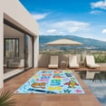 thumbnail image 3 of Children's Day Outdoor Rug for Patio/Deck/Porch, Non-Slip Large Area Rug 5 x 8 Ft, Cartoon Cute Watercolor Truck Cat Blue Indoor Outdoor Rugs Washable Area Rugs, Reversible Camping Rug Carpet Runner, 3 of 8