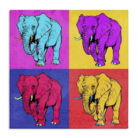 Stupell Industries Contemporary Bold Pop Elephants Canvas Art, 17 x 17, by Ziwei Li
