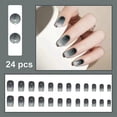 thumbnail image 2 of Uñas postizas cortas cuadradas con punta francesa, brillantes y reutilizables, 24 unidades A32, 2 of 5