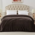 thumbnail image 6 of Exclusivo Mezcla Twin Size Flannel Fleece Velvet Plush Bed Blanket as Bedspread, Coverlet, Bed Cover (60"x80", Coffee), 6 of 10