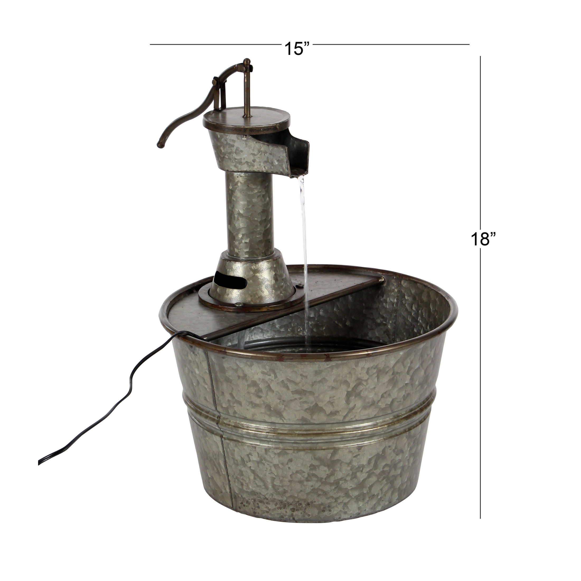 DecMode Gray Fountain Indoor Outdoor Decor with Pump Style Faucet