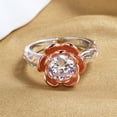 thumbnail image 2 of 14K Rose Gold over Sterling Silver Floral Ring with Simulated Diamonds, 2 of 5