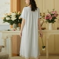 thumbnail image 2 of Defitshape Women's Victorian Nightgown Cotton Princess Sleepwear Short Sleeve Long Loungewear Vintage Summer Loose Ruffle Nightwear Pajama Pj Night Sleep Dress Gown Blue Large, 2 of 4