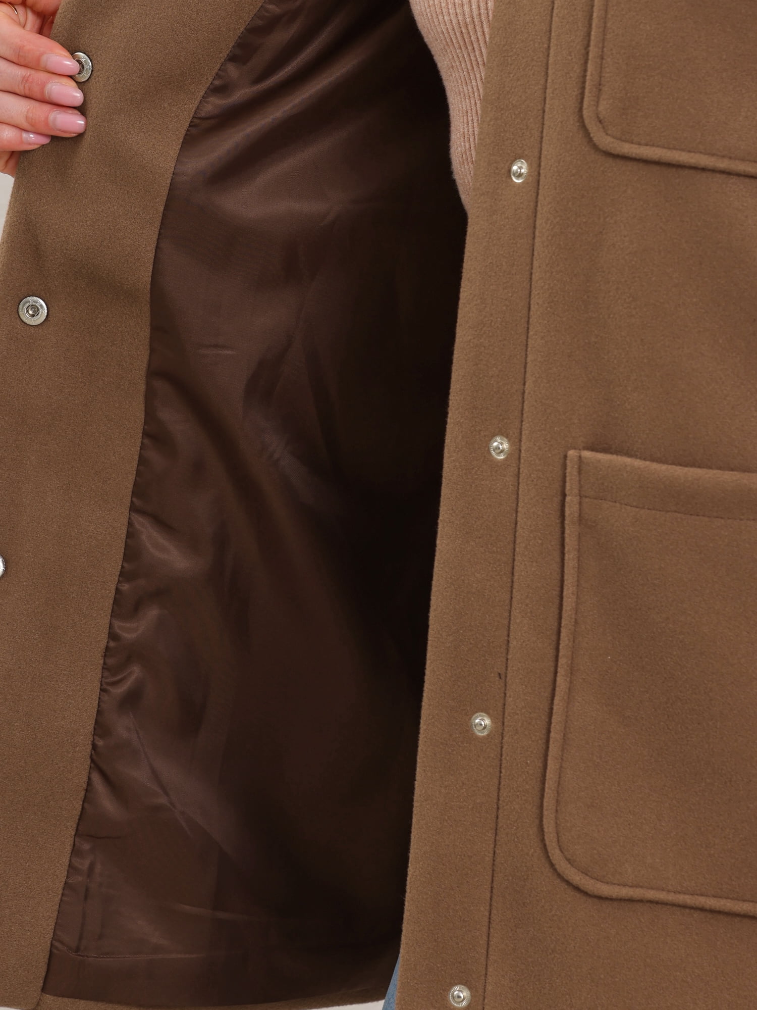 DARING DIVA Women's Casual Work Oversized Thick Overcoat with Pockets S Brown