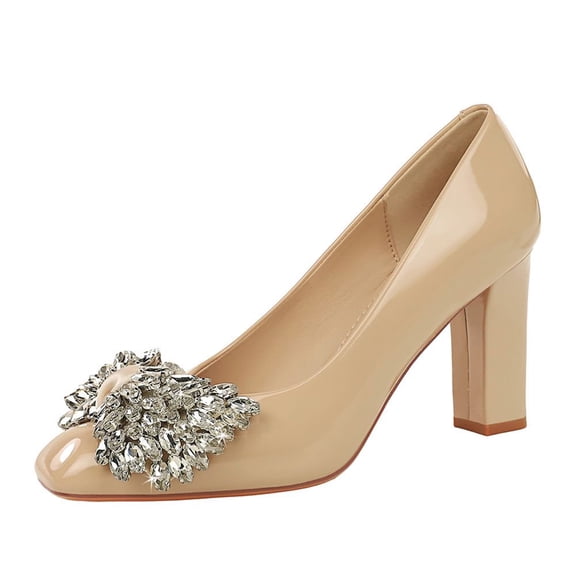 High Heels for Women Diamante Block Heel 8.5cm Sexy Pumps Fashion Bowknot Shoes Wedding Evening Party