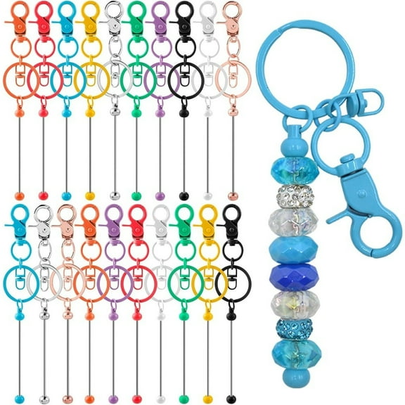 20 Pcs Colorful DIY Keychain Making Kit - Bulk Blank Chain Bars & Beading Rods for Personalized Gifts, Christmas Ornaments, Party Souvenirs