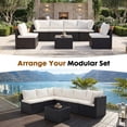 thumbnail image 6 of Gianna 7 Piece Outdoor Patio Sectional Sofa, Modular Wicker Furniture Set with 2.8" Thick Cushions, Adjustable Feet, All-Weather Rattan Outdoor Couch for Backyard, Poolside, Black, 6 of 6