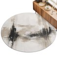thumbnail image 2 of Round Rugs 6Ft, Black Beige Oil Painting Round Area Rug Washable Indoor Throw Carpet, Minimalist Abstract Industrial Soft Non Slip Circle Rug for Office Cabinet Home Decor Aesthetic, 2 of 8