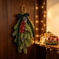 thumbnail image 2 of Aurorax Christmas Wreaths for Front Door,Indoor Christmas Wreath Decorations with Bells Bows Berries Green Pines Branches Farmhouse Hanging Wall Decor for Mantel Window, 2 of 6